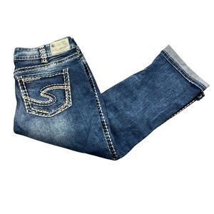 Silver‎ Fluid 30 Suki Capri Denim Cotton Blend Pockets